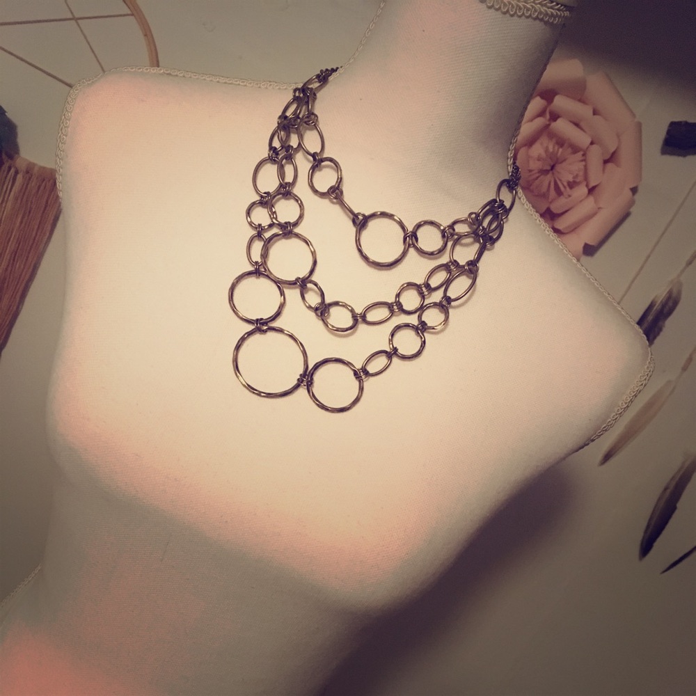 Multilayered Circle Brass Finish Ring Necklace🌹